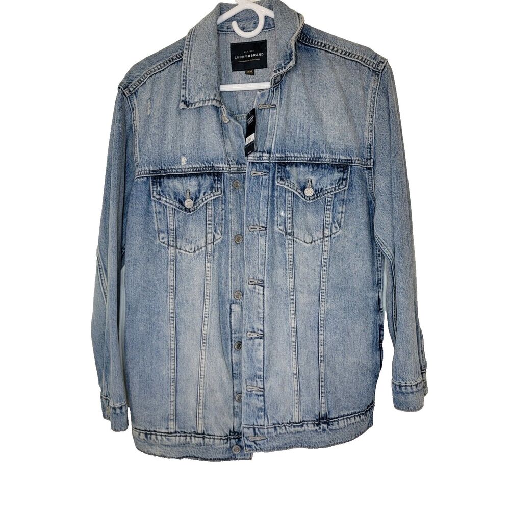 Lucky Brand Classic Denim Jean Jacket Women's Medium Blue Button Up Med Wash NWT